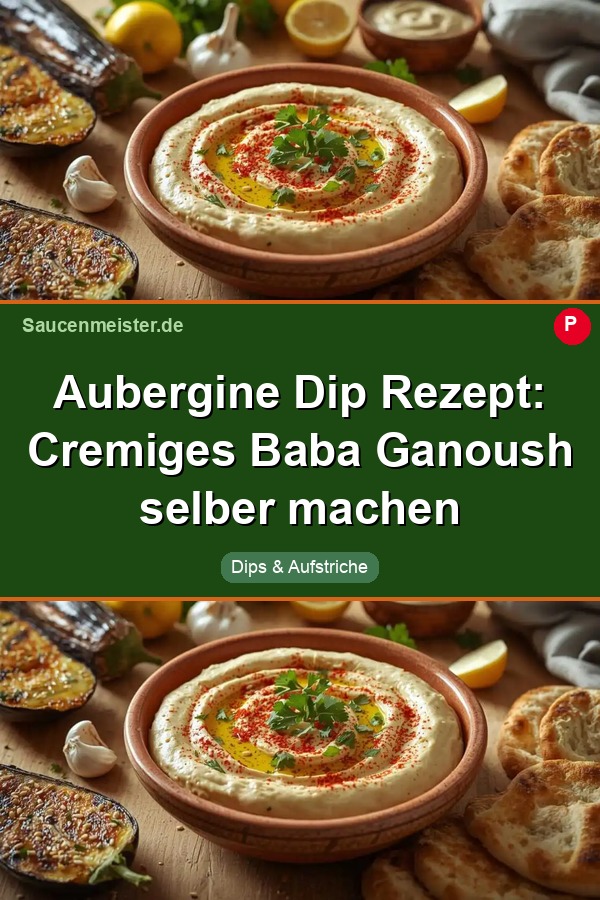 Pinterest Pin: Aubergine Dip Rezept: Cremiges Baba Ganoush selber machen