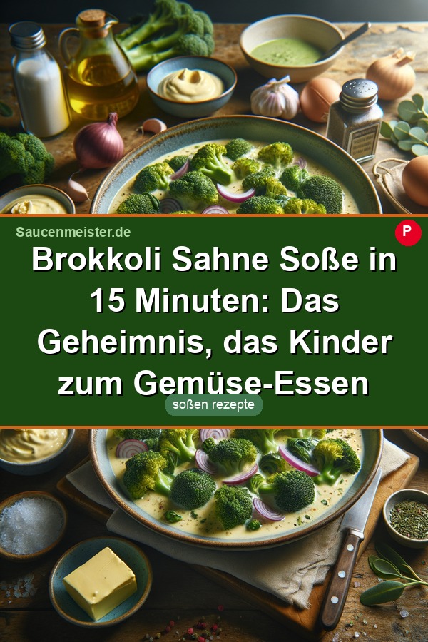 Pinterest Pin: Brokkoli Sahne Soße in 15 Minuten: Das Geheimnis, das Kinder zum Gemüse-Essen bringt