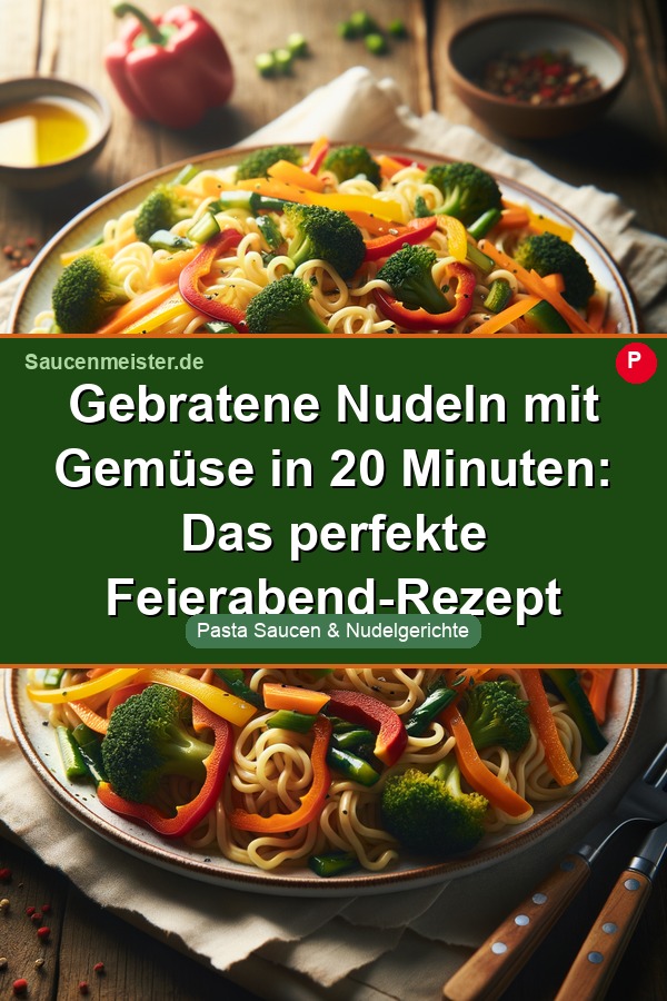 Pinterest Pin: Gebratene Nudeln mit Gemüse in 20 Minuten: Das perfekte Feierabend-Rezept
