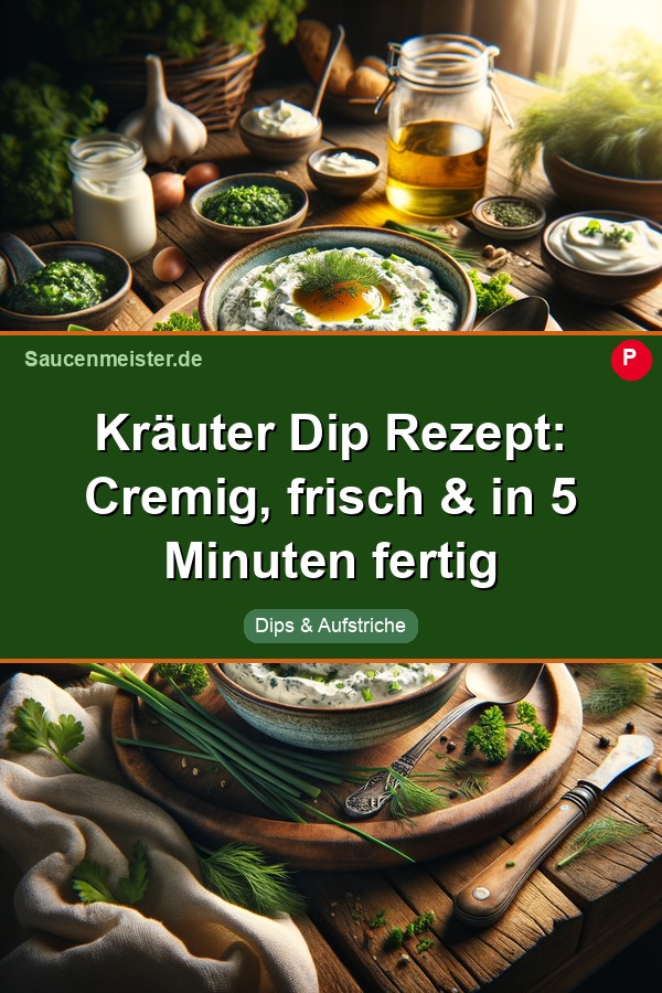 Pinterest Pin: Kräuter Dip Rezept: Cremig, frisch & in 5 Minuten fertig