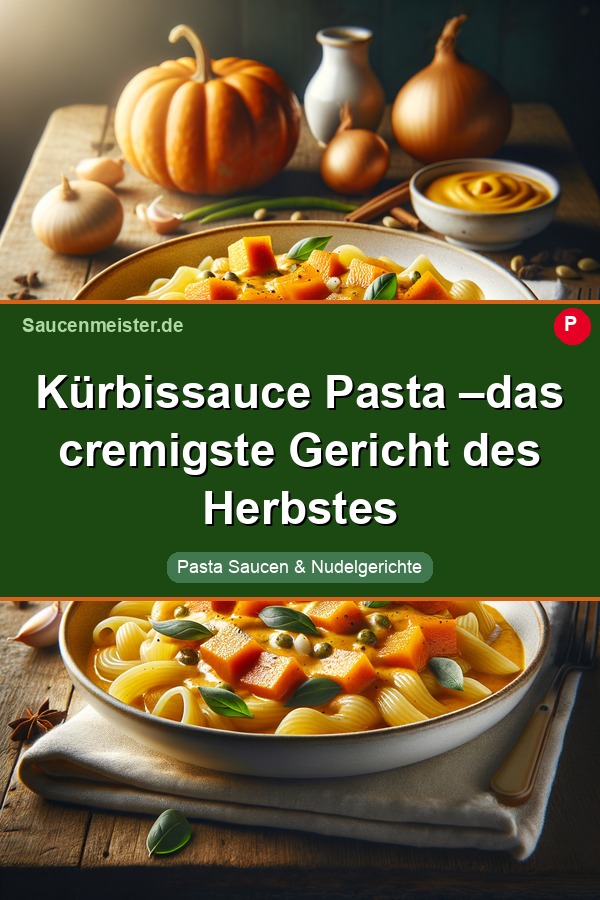 Pinterest Pin: Kürbissauce Pasta –das cremigste Gericht des Herbstes