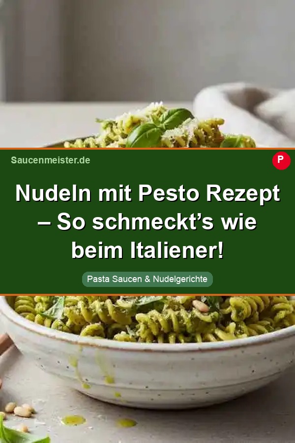 Pinterest Pin: Nudeln mit Pesto Rezept – So schmeckt’s wie beim Italiener!