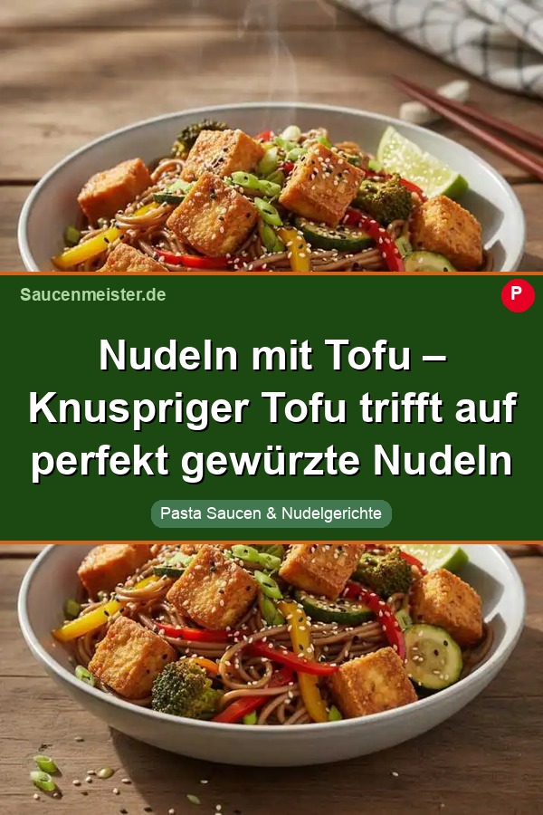 Pinterest Pin: Nudeln mit Tofu – Knuspriger Tofu trifft auf perfekt gewürzte Nudeln
