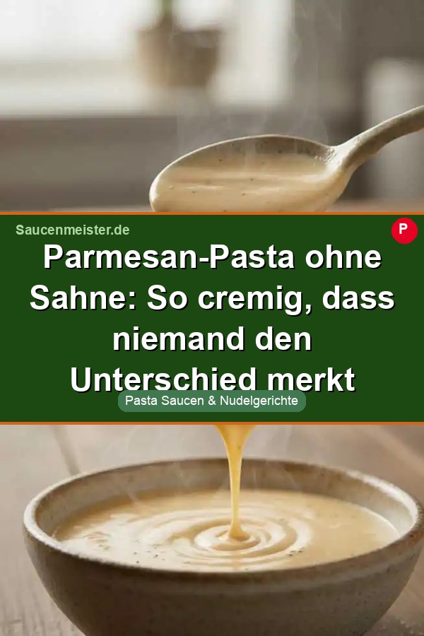 Pinterest Pin: Parmesan-Pasta ohne Sahne: So cremig, dass niemand den Unterschied merkt