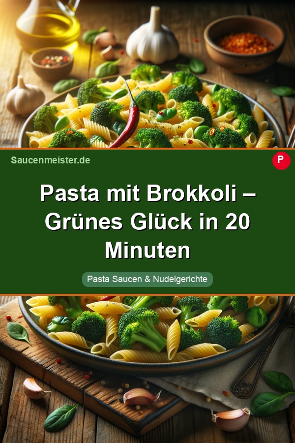 Pinterest Pin: Pasta mit Brokkoli – Grünes Glück in 20 Minuten