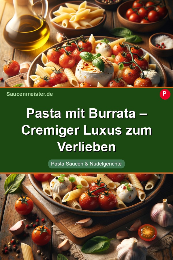 Pinterest Pin: Pasta mit Burrata – Cremiger Luxus zum Verlieben