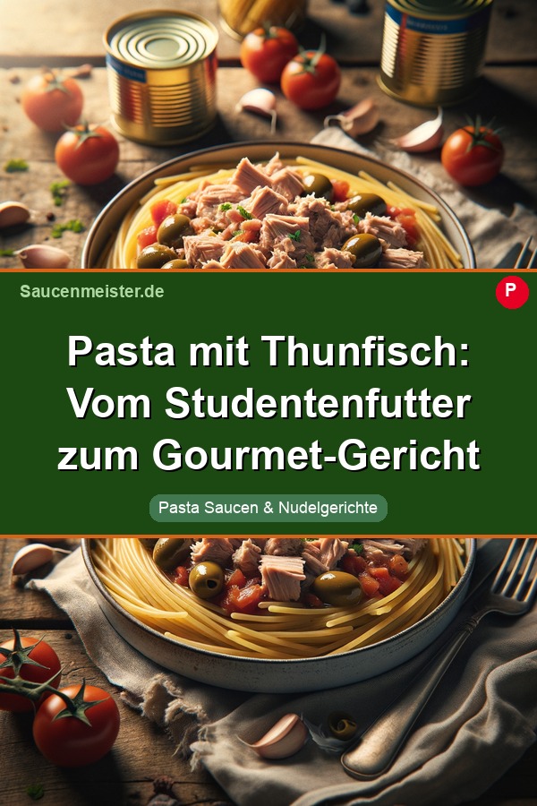 Pinterest Pin: Pasta mit Thunfisch: Vom Studentenfutter zum Gourmet-Gericht