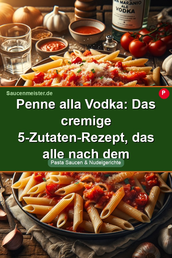 Pinterest Pin: Penne alla Vodka: Das cremige 5-Zutaten-Rezept, das alle nach dem Geheimnis fragen lässt