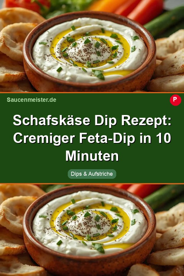 Pinterest Pin: Schafskäse Dip Rezept: Cremiger Feta-Dip in 10 Minuten