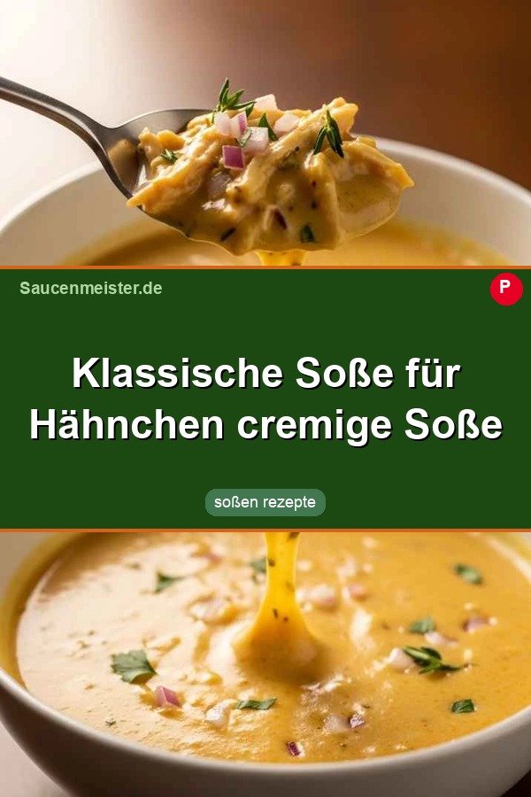 Pinterest Pin: Klassische Soße für Hähnchen cremige Soße